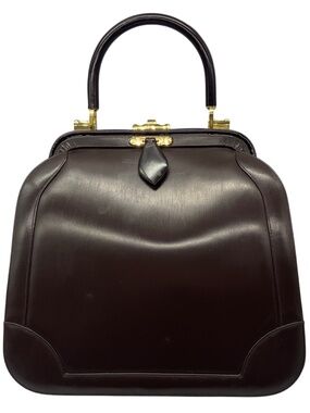 Judith Leiber Brown Leather Top Handle Bag